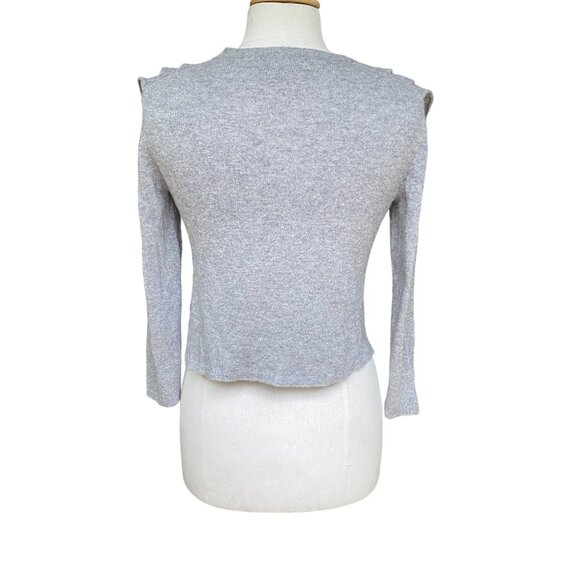 Banana Republic Wool Cashmere Cardigan Italian Ruffles Rosettes Fairy Feminine-S - Picture 9 of 12